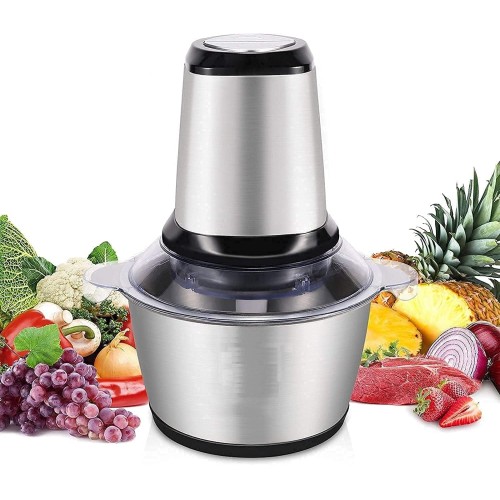 Electric Vegetable Chopper Meat Grinder 2L Steel