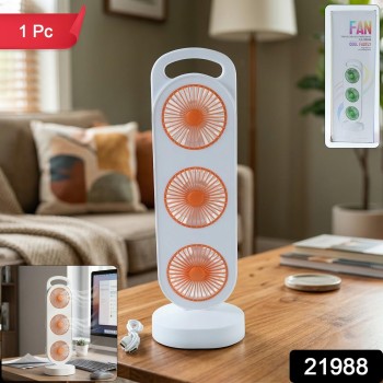 Portable Triple-Head Desktop Fan  USB Rechargeable