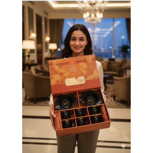 Creta 6Pc.Cup & 2Pc Plastic Serving Tray ( 6+2 )