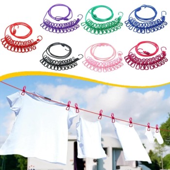 Cloth Drying Rope with Hooks