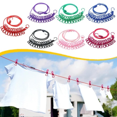 Cloth Drying Rope with Hooks