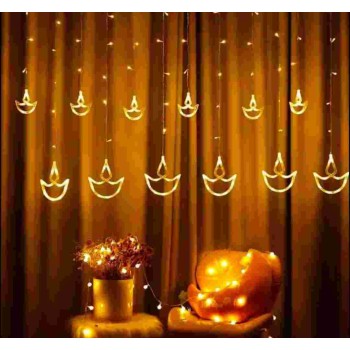 Diya Curtain LED Lights with 6-Big 6-Small Diya