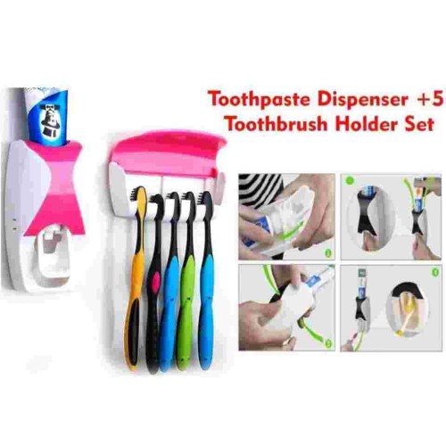 5 Toothbrush Holders & Dispenser